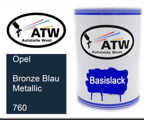 Opel, Bronze Blau Metallic, 760: 500ml Lackdose, von ATW Autoteile West.